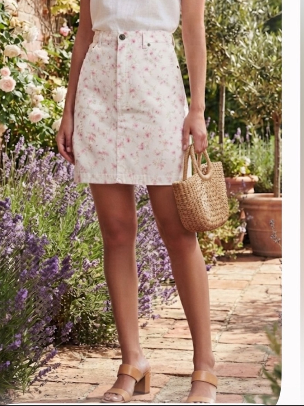 Vintage Lord & Taylor Pink Floral Cotton Blend Skirt